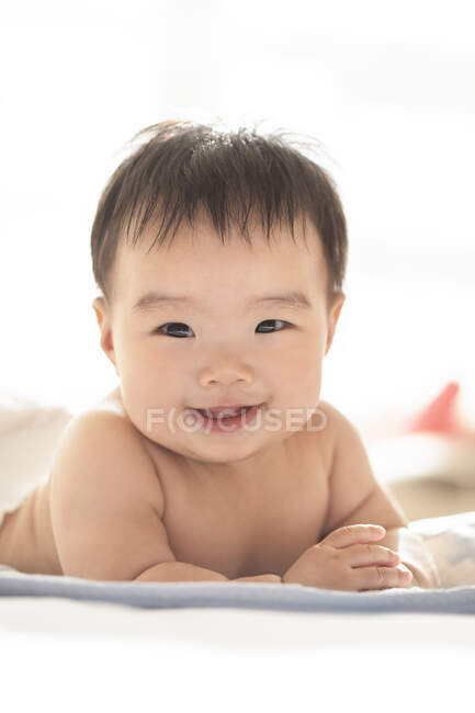 Close up portrait of cute small baby girl — Stock Photo