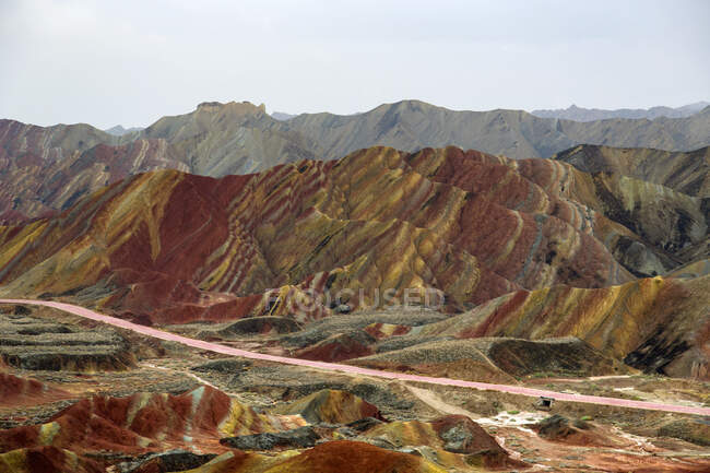 View of colorful rocks in zhangye, china — Stock Photo