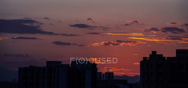Sonnenuntergang über Gebäuden in Peking, China — Stockfoto