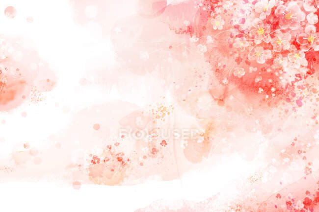 Watercolor background, blooming peach flowers — Stock Photo