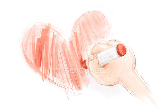 Hand drawing red heart on white background — Stock Photo