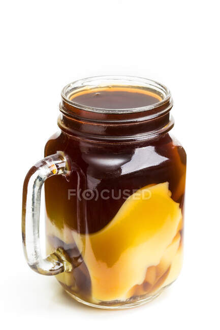 Sweet chinese cream dessert in glass cup — Stock Photo