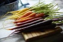 Zanahorias orgánicas coloridas - foto de stock