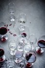 Glasses with red wine and water — Stock Photo