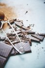Dark chocolate pieces — Stock Photo