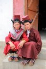 Boys in traditional monk clothing — Stock Photo