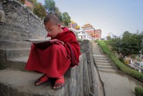 Novizio monaco bambino studiare — Foto stock