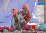 Місцеві жителі Kumbh Mela фестивалі поблизу Аллахабад в Індії, Уттар, Прадеш держави — стокове фото