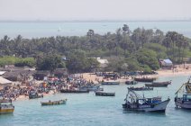 Rameswaram in the South Indian state of Tamil Nadu. It is located on Pamban Island separated from mainland India by the Pamban channel — Stock Photo