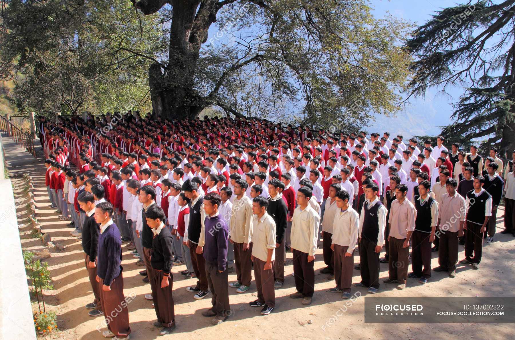 morning-assembly-of-school-students-traditional-tradition-stock