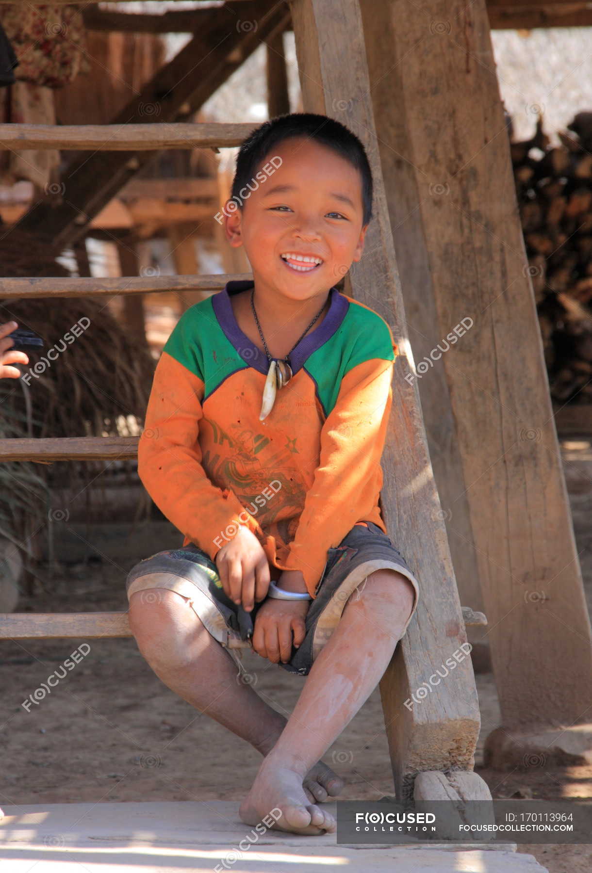 Unidentified Akha tribe boy — village, colorful - Stock Photo | #170113964