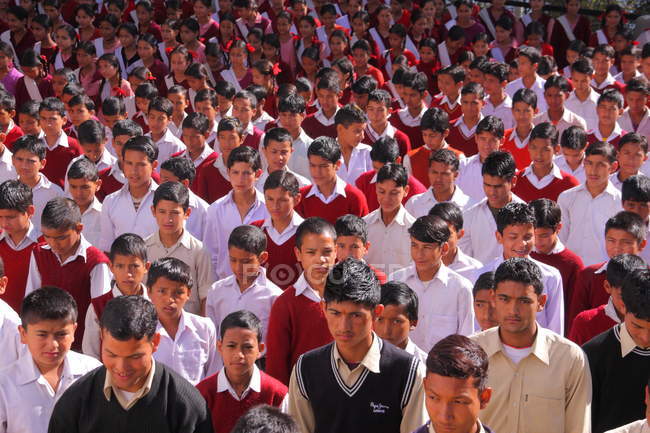 Morning assembly of school students — Stock Photo