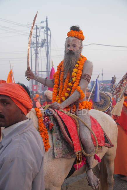 Menschenmenge beim kumbh mela Festival, dem weltgrößten religiösen Treffen, in allahabad, uttar pradesh, Indien. — Stockfoto