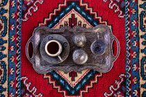 Traditional Turkish coffee on vintage tray — Stock Photo