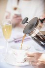 Close up of coffee being poured — Stock Photo