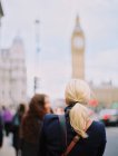 Women in London on the street near Big Ben — Stock Photo