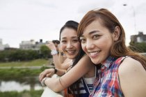 Asian Friends in the park. — Stock Photo