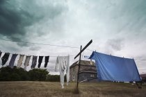 Washing line with clothes — Stock Photo