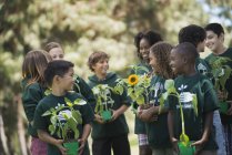 Дети узнают о растениях и цветах — стоковое фото