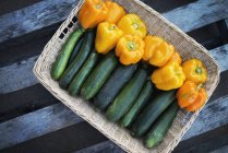Organic Zucchini in basket — Stock Photo