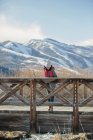 Girl on a small footbridge. — Stock Photo