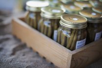 Jars of Organic Green Beans — Stock Photo