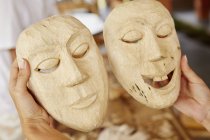 Traditional wooden face masks — Stock Photo
