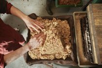 Изготовитель сидра нажимая мякоть — стоковое фото