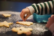 Boy decorated Christmas biscuits. — Stock Photo