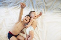 Boy and his baby sister — Stock Photo
