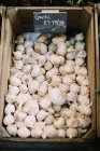 Crate of garlic bulbs. — Stock Photo