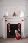 Girl waiting the arrival of Father Christmas. — Stock Photo