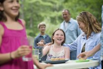 Outdoor family party and picnic. — Stock Photo