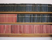 Libros antiguos en un estante - foto de stock