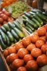 Farm stand display of organic vegetables. — Stock Photo