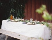 Tisch für besondere Mahlzeit gedeckt — Stockfoto
