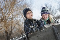 Children in knitted hats — Stock Photo