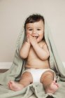 Baby boy wearing cloth diapers — Stock Photo