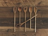 Wooden spoons of variety of shapes and sizes — Stock Photo