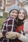 Girls in hats and gloves — Stock Photo
