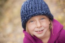 Girl in a knitted hat — Stock Photo