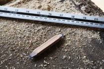 Ruler and carpenter's pencil — Stock Photo