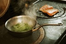 Frying pan with samphire — Stock Photo