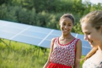 Young girls on farm — Stock Photo