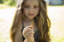 Chica holding delicada lacey - foto de stock