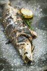 Pesce alla griglia con limone ed erbe aromatiche. — Foto stock