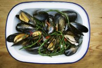 Steamed Black Mussels — Stock Photo