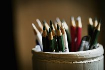 Pot of sharpened pencils — Stock Photo