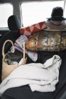 Items on the back seat of a car — Stock Photo