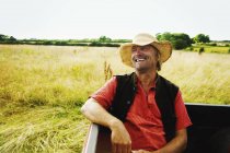 Man in a straw hat — Stock Photo